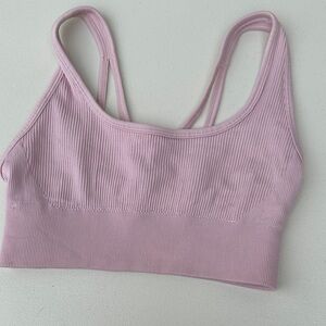 aerie Ribbed Double-Strap Bralette in Soft Pink